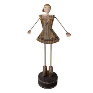 Hand-painted wooden and metal Ballerina made in Philipines, Folk Art, Boho